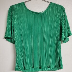 Good American Vibrant Green Pleated Blouse